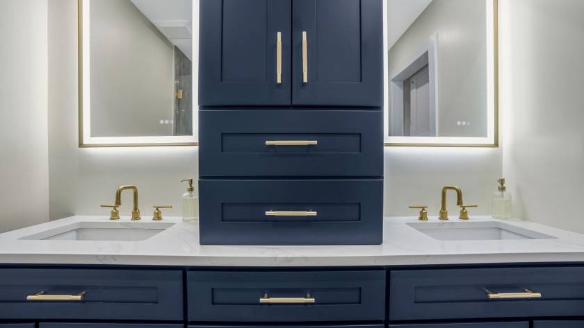blue vanity
